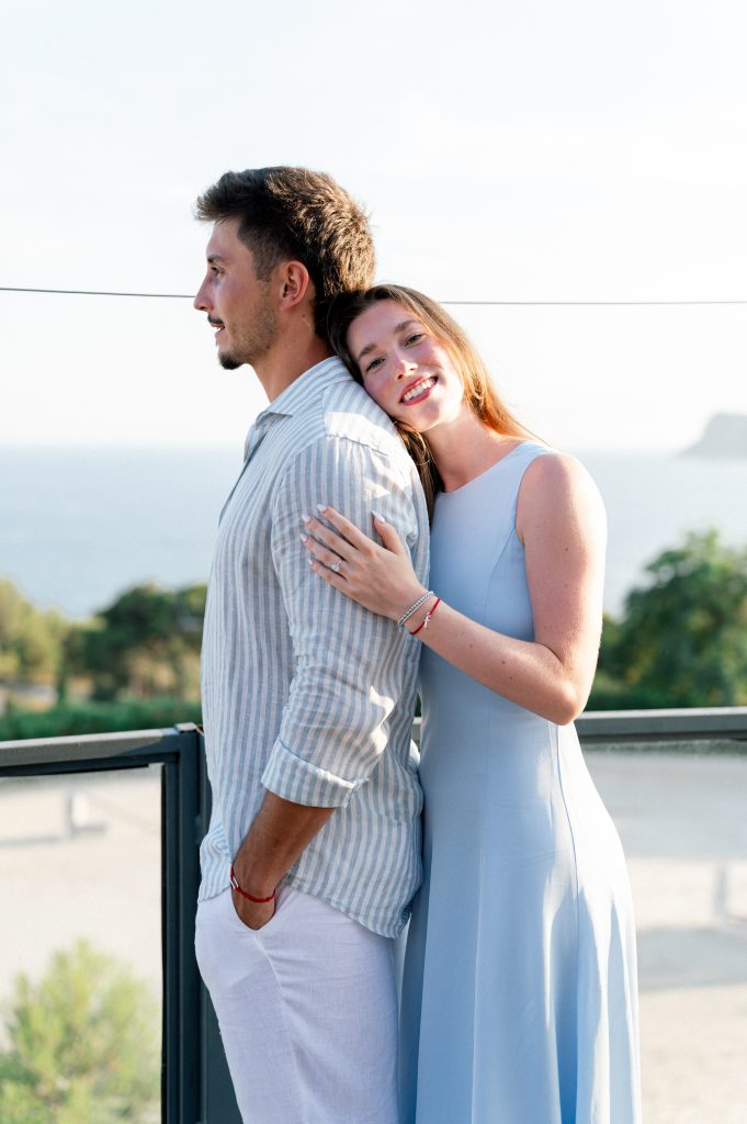Couple session right after their proposal with sylvia calmet destination wedding photographer in the south of france