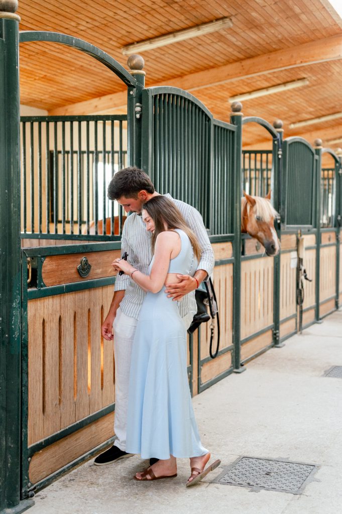Couple in the equesterian center in Cassis right after