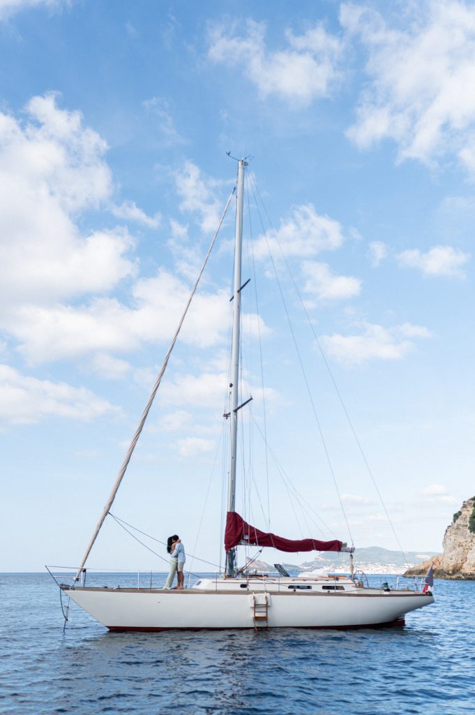 From London to provence for their proposal on a boat with sylvia calmet destination wedding photographer