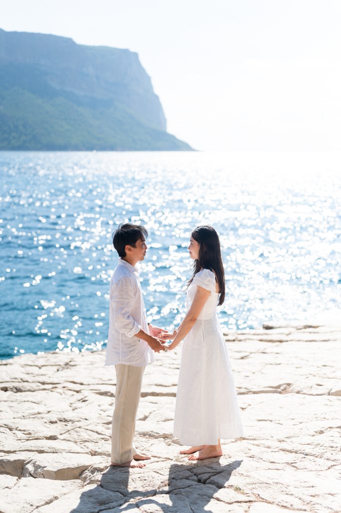 From singapore to provence for their proposal in cassis at les roches blanches with sylvia calmet destination wedding photographer